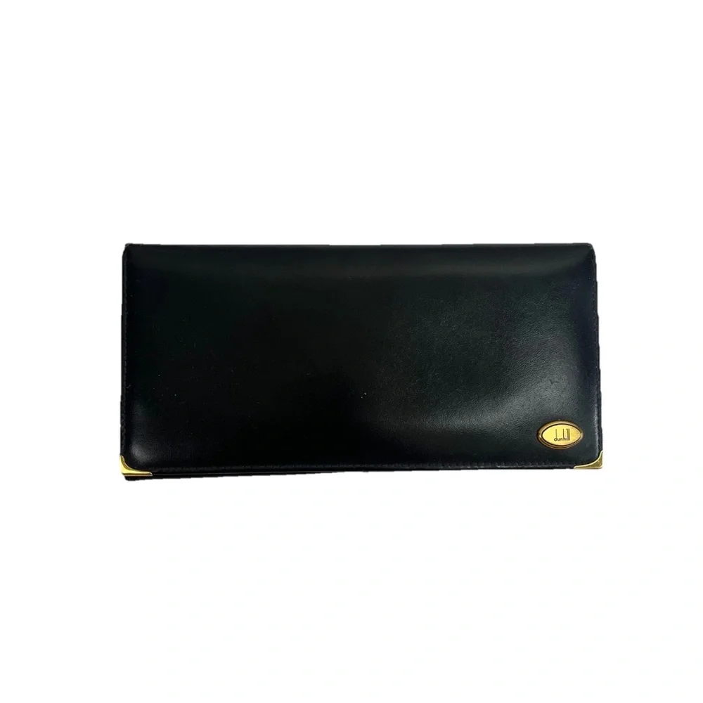 Dunhill Long Wallet Leather Gold Hardware Card Holder